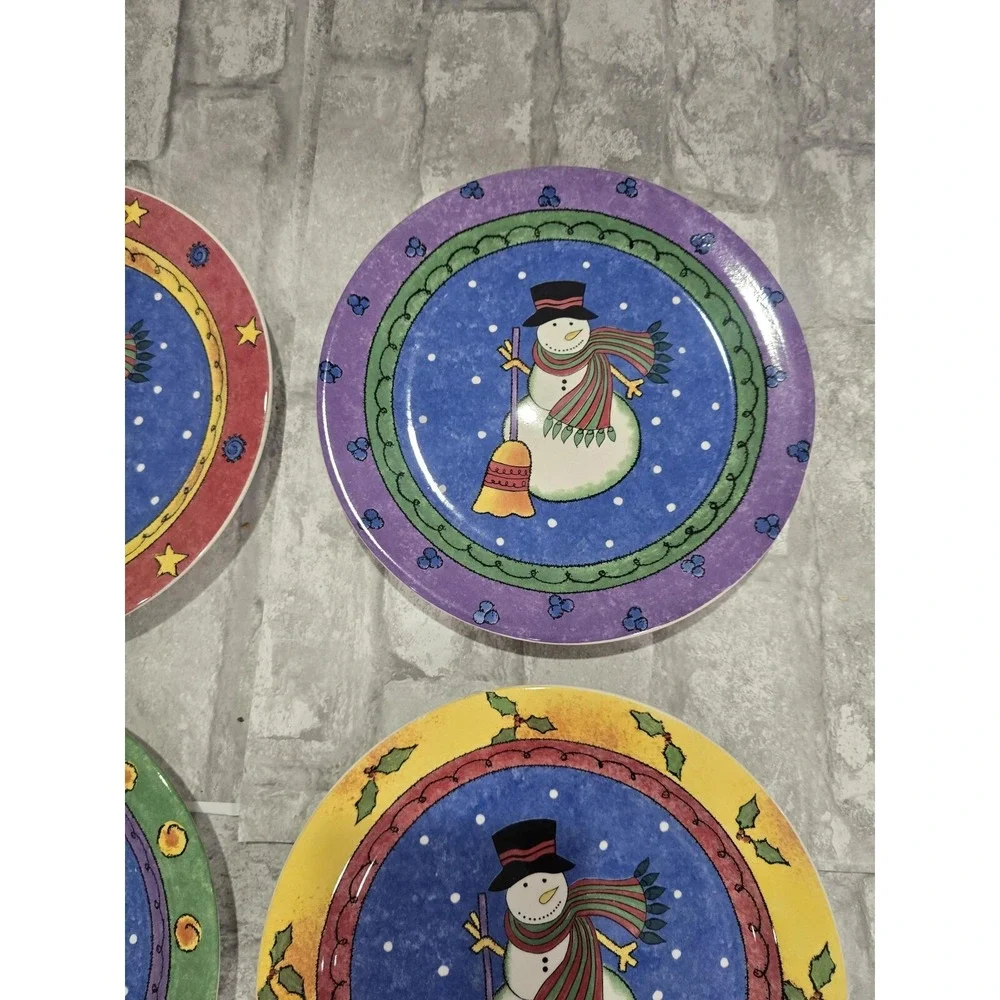 The Sweet Shop Set of 4 Snowman Dessert Salad Plates 8